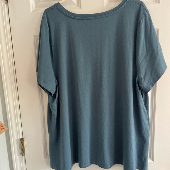 Lane Bryant Earth & Flower Printed Women's Tee, V-Neck, Blue/Teal, 26/28 - Picture 2 of 11